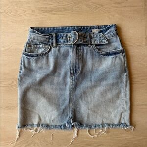 AllSaints Light Blue Denim Mini Skirt with Belt